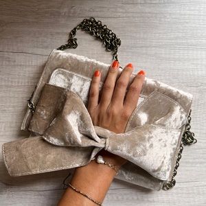 ANTHROPOLOGIE Silver Velvet Crossbody